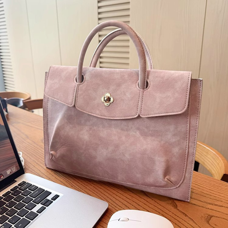 Women Hand Bags For Office - Elegante Rosa PU-Leder Laptop-Tragetasche mit Obergriff