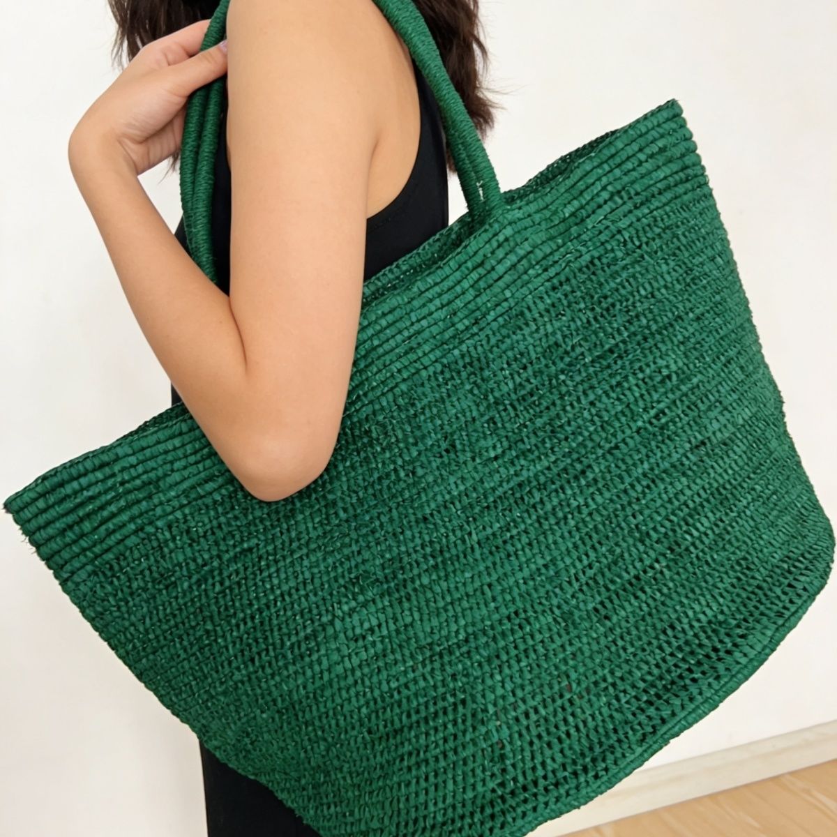 Women'S Raffia Bags - Modische Natürliche Stroh-Raffia-Taschen Schulter-Handtasche Geldbörse Tragetasche