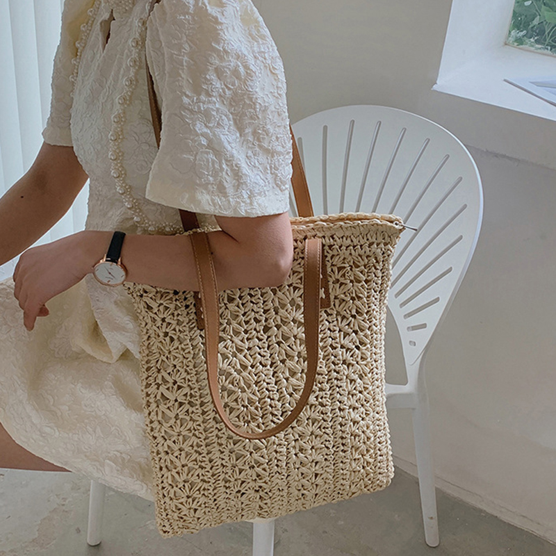 Quadratische hohle Stroh-Stran – Women'S Raffia Bags Bewertung und Preis
