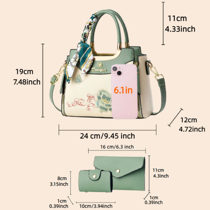 3-teiliges besticktes Handtasc – Women'S Bags Handbags Bewertung und Preis